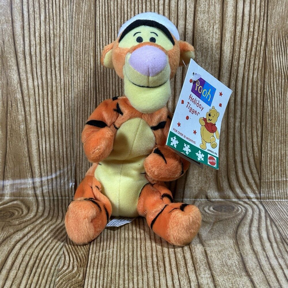 Mattel Arcotoys Holiday Tigger Beanbag Plush Stuffed‎ Animal Disney 7” Christmas